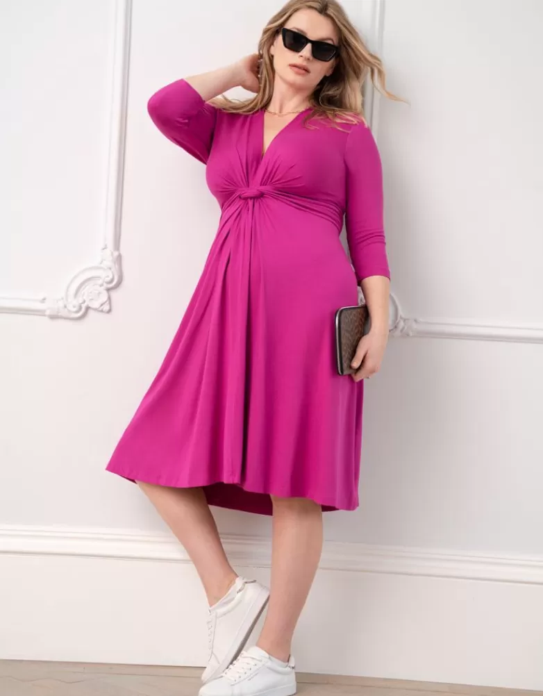 Best Curve fuchsiaroze zwangerschapsjurk met knoopdetail aan de voorkant | Jurken