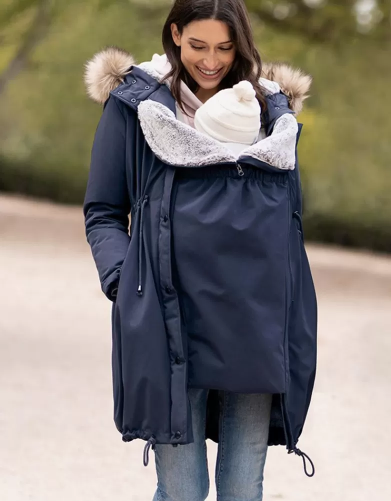Store Marineblauwe 3-in-1 winter-zwangerschapsparka Jassen & Dragen | Babykleding Dragen