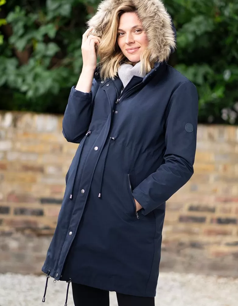 Store Marineblauwe 3-in-1 winter-zwangerschapsparka Jassen & Dragen | Babykleding Dragen