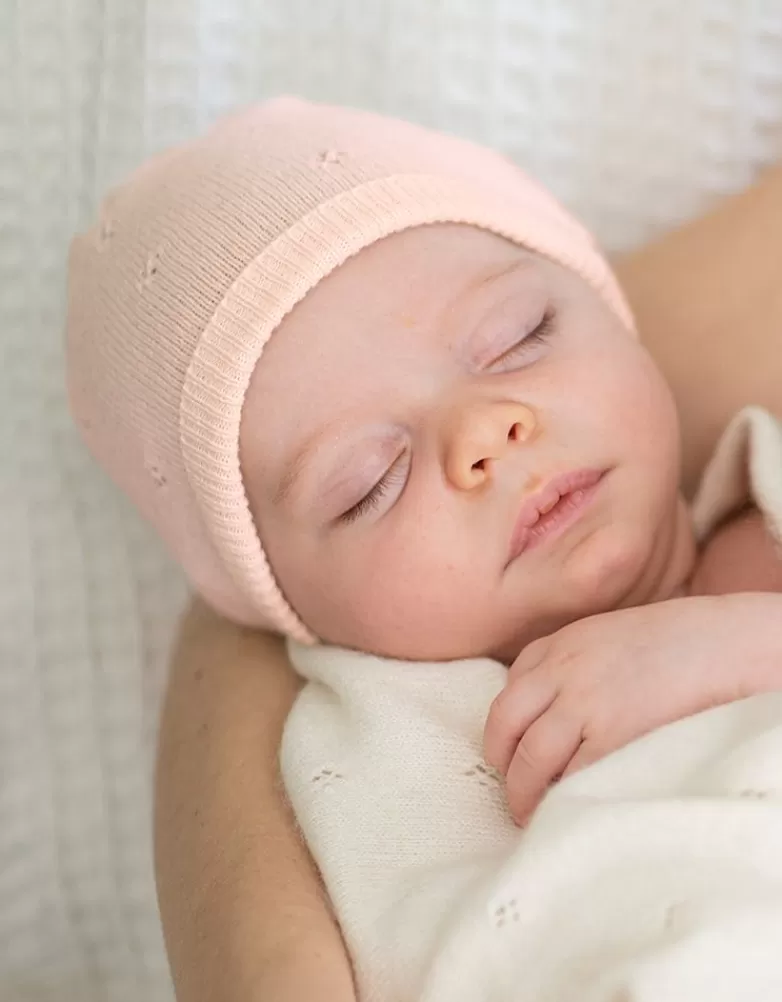 Best Mini katoenen en kasjmier roze gebreide babymuts CARIPOD™ | Baby Cadeau