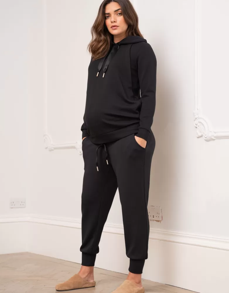 Hot zwart zwangerschapsjoggingbroek van modalmix | Loungewear